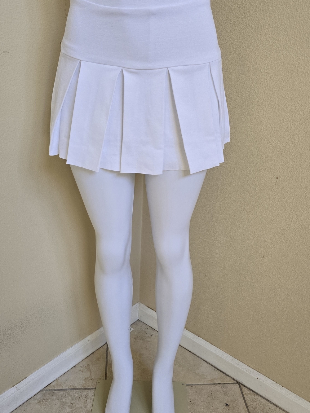 White Pleated Mini Skirt - Women's
